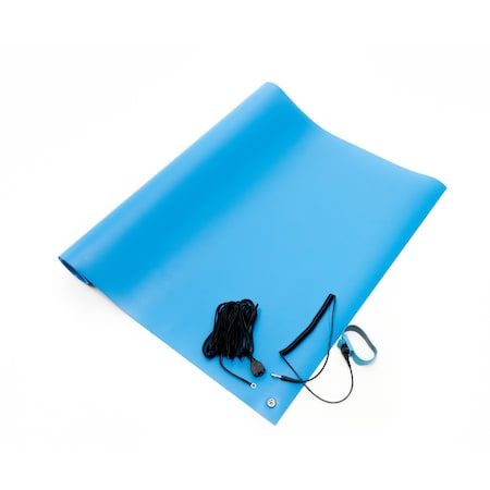Bertech ESD Anti-Static Three Layer Vinyl Mat Kit, 2 Ft. x 4 Ft., Blue 3059-2x4BKT